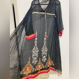 Chinyere Black Sheer Embroidered Frock